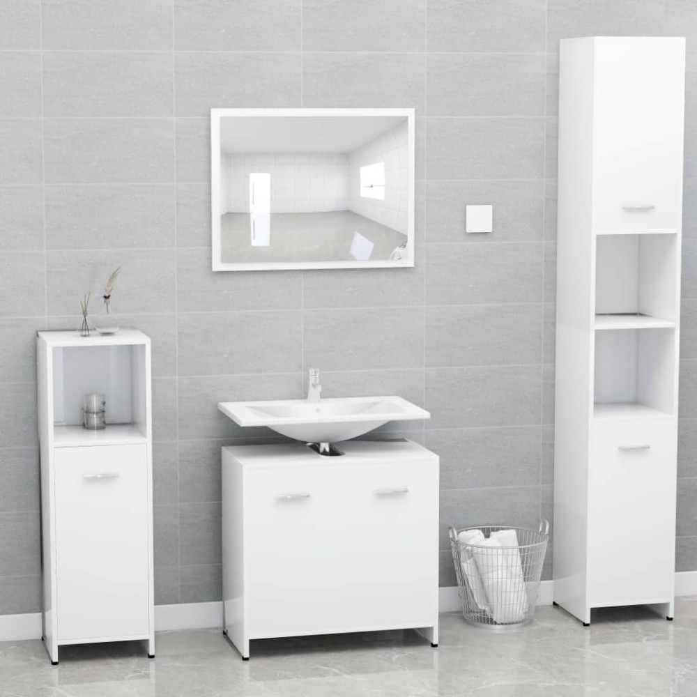 Bathroom Furniture Set Grey Engineered Wood