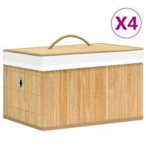 Bamboo Storage Boxes 4 pcs Black