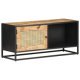 TV-Schrank 90x30x40 cm Raues Mangoholz und Wiener Geflecht