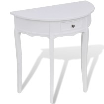 Console Table with Drawer and Brown Top Half-round