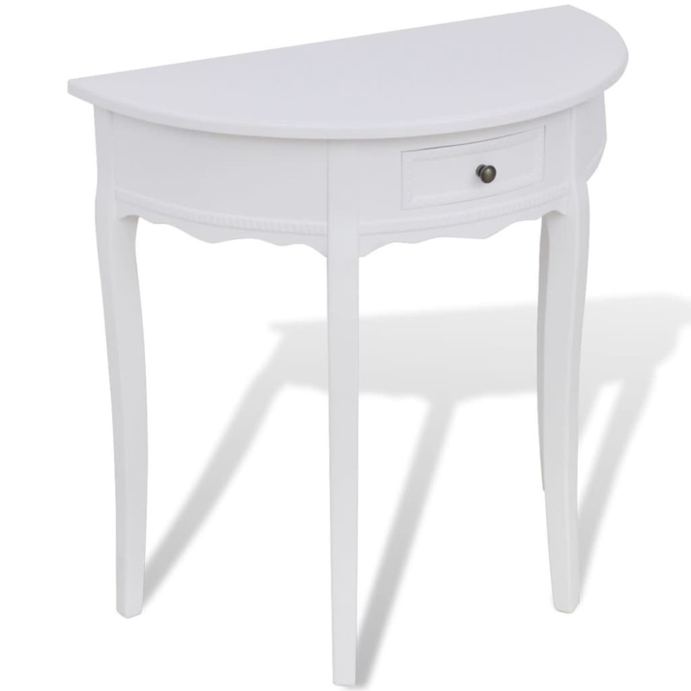Console Table with Drawer and Brown Top Half-round