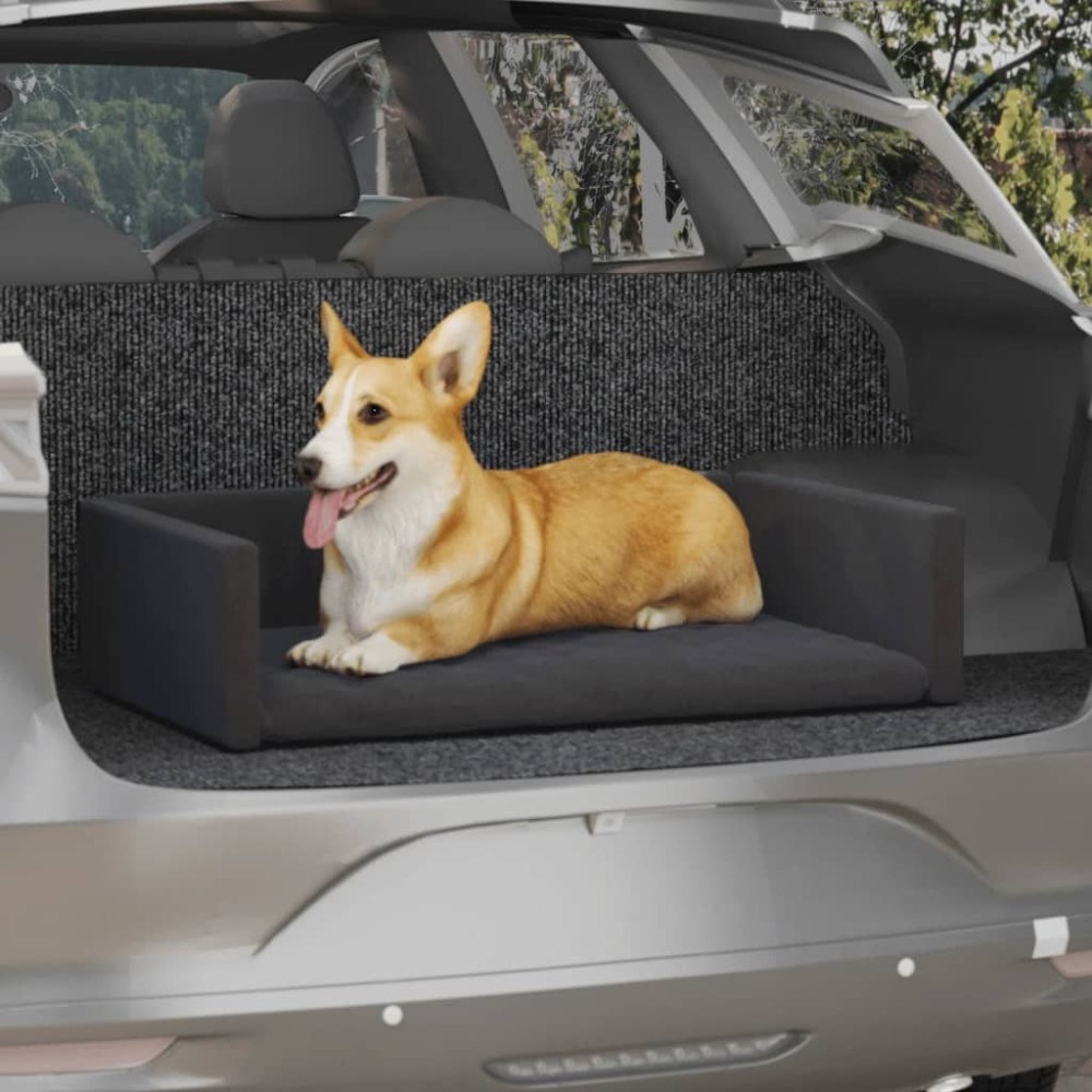 Dog Car Boot Light Grey 90x60 cm Linen Look