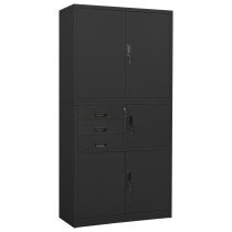 Büroschrank Schwarz 90x40x180 cm Stahl