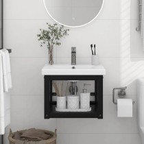 Wall-mounted Bathroom Washbasin Frame Black 59x38x31 cm Iron