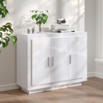 Sideboard White and Sonoma Oak 92x35x75 cm Engineered Wood