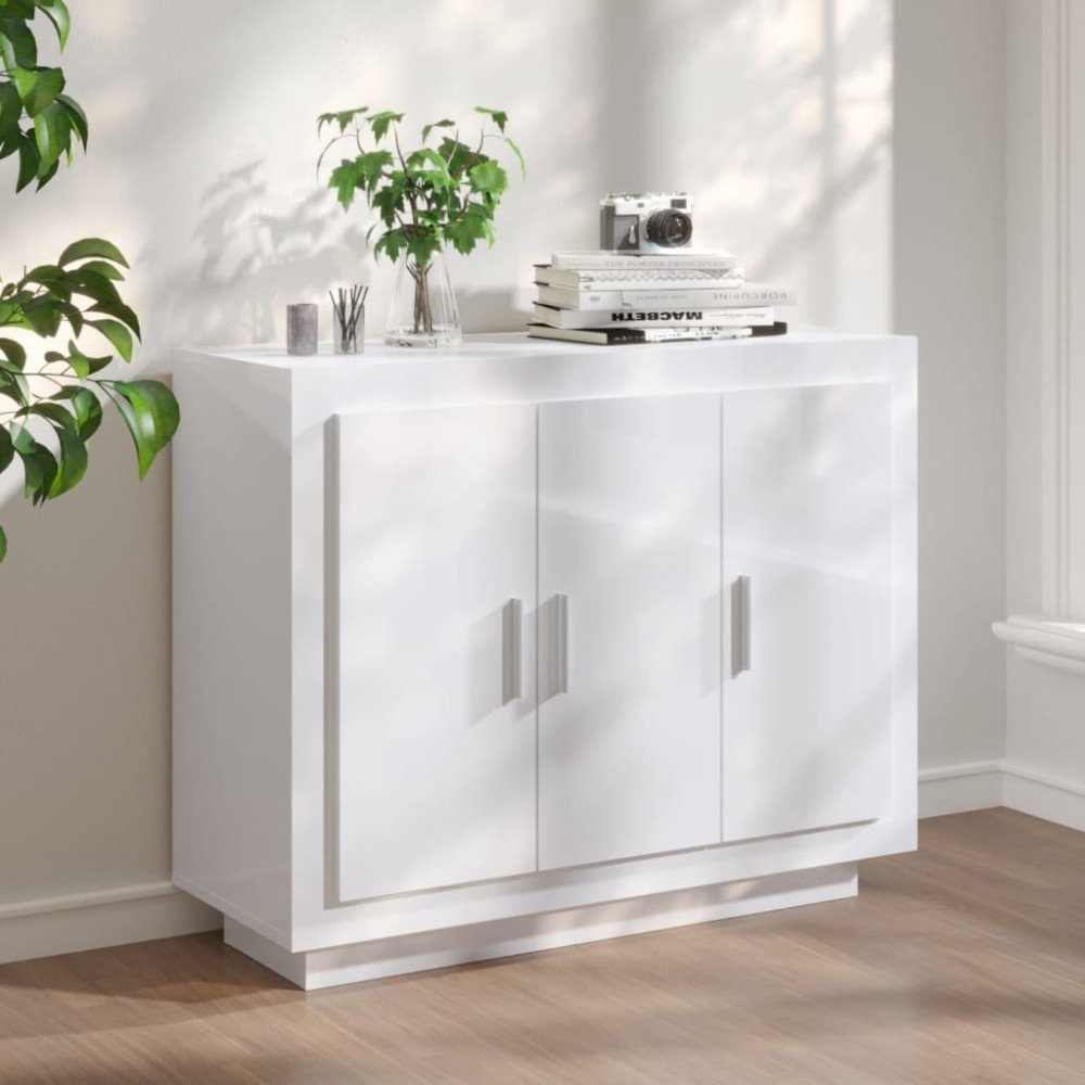 Sideboard White and Sonoma Oak 92x35x75 cm Engineered Wood
