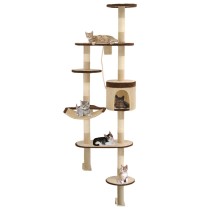 Cat Tree with Sisal Scratching Posts Wall Mounted 194 cm Beige