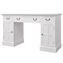 Double Pedestal Desk White 140x48x80 cm