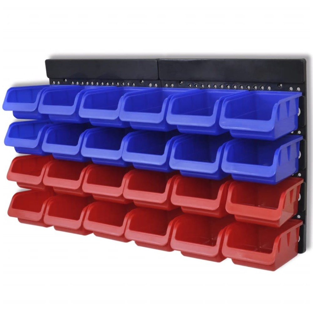 2 pcs Blue & Red Wall Mounted Garage Tool Organiser