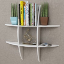 Red MDF Floating Wall Display Shelf Book/DVD Storage