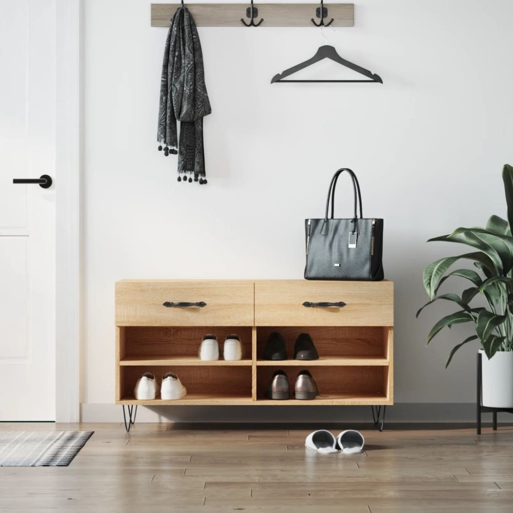 Schuhbank Hochglanz-Weiß 102x35x55 cm Holzwerkstoff