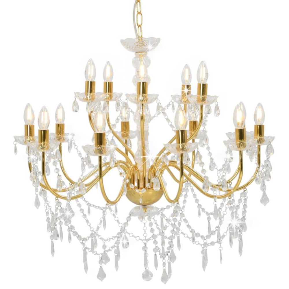 Chandelier 2-layer White 15 x E14 Bulbs