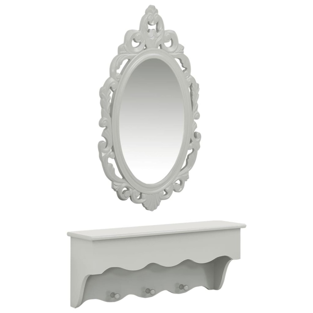 Wall Shelf Set for Keys and Jewelery with Mirror and Hooks