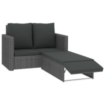 2 Piece Garden Lounge Set with Cushions Poly Rattan Grey