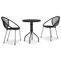 3 Piece Bistro Set PVC Rattan Black