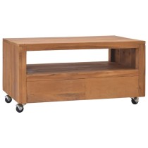 TV Cabinet with Wheels 110x30x40 cm Solid Teak Wood