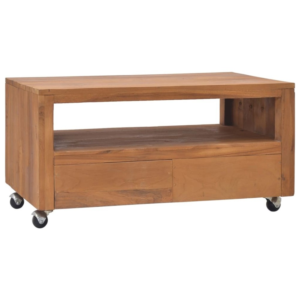 TV Cabinet with Wheels 110x30x40 cm Solid Teak Wood