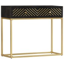 Console Table Gold 90x30x75 cm Solid Mango Wood