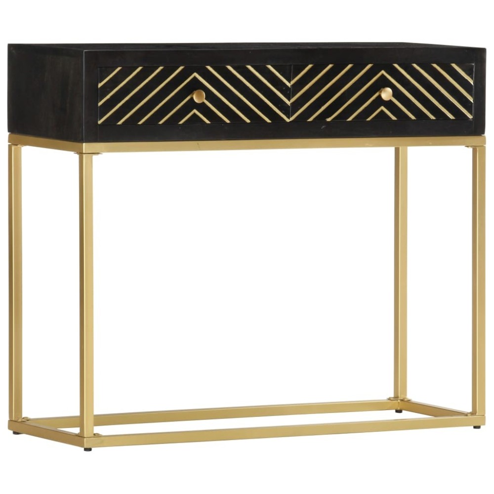 Console Table Gold 90x30x75 cm Solid Mango Wood