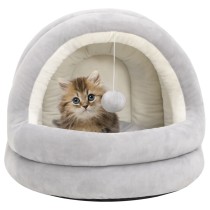 Cat Bed 40x40x35 cm Grey and Cream