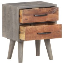 Nachttisch Grau 40x30x50 cm Raues Mango-Massivholz