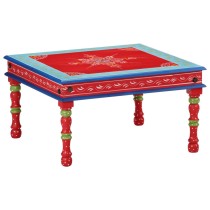 Coffee Table Red Hand Painted Solid Wood Mango