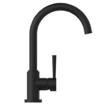 SCH TTE Sink Mixer with High Round Spout CORNWALL Low Pressure Black Matt