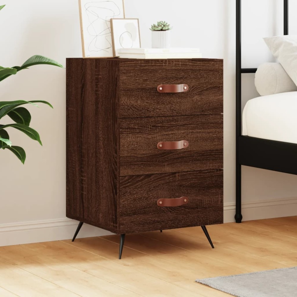 Bedside Cabinet Brown Oak 40x40x66 cm Engineered Wood