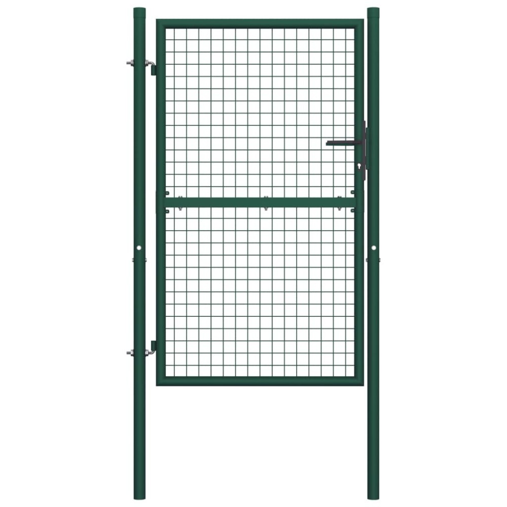 Fence Gate Steel 100x125 cm Green