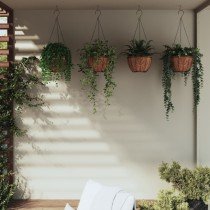 Hanging Planters 4 pcs with Coco Liners Black   30x52 cm Steel