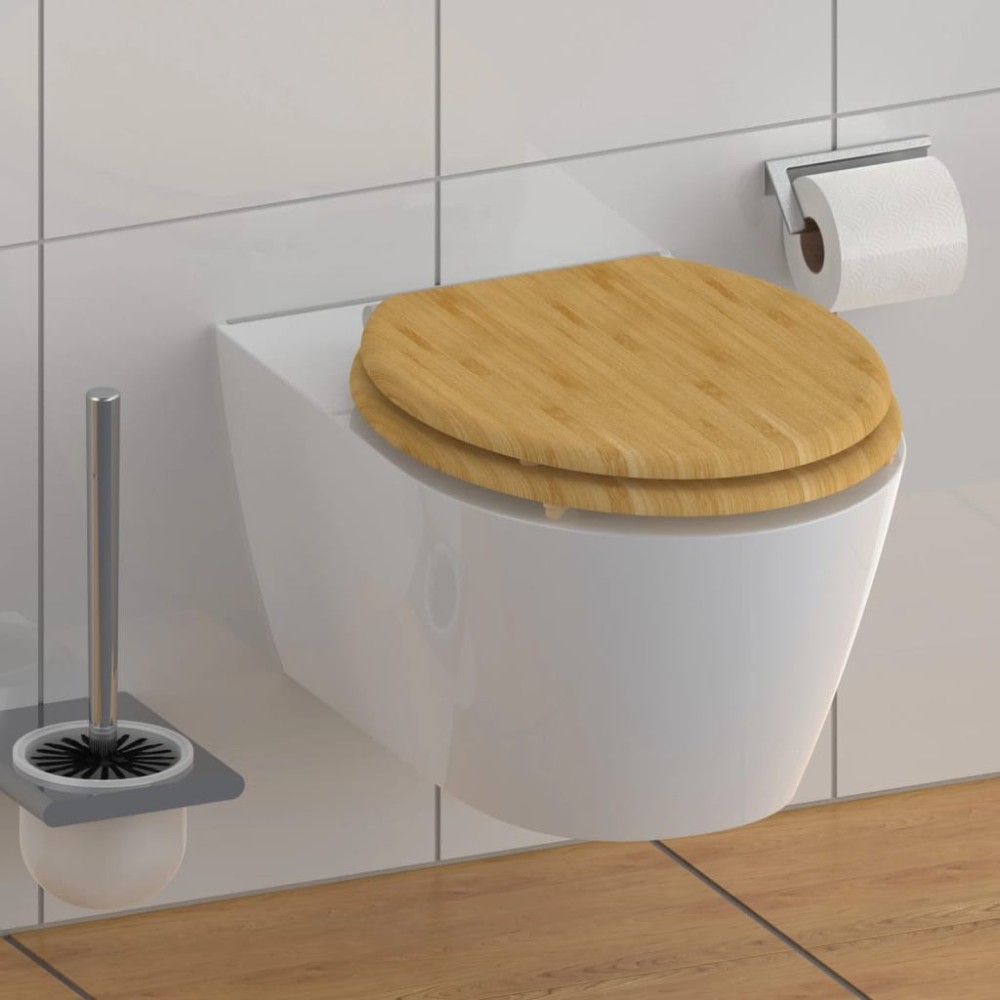 SCH TTE Toilet Seat with Soft-Close NATURAL BAMBOO