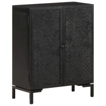 Sideboard Schwarz 55x30x77 cm Massivholz Mango und Eisen