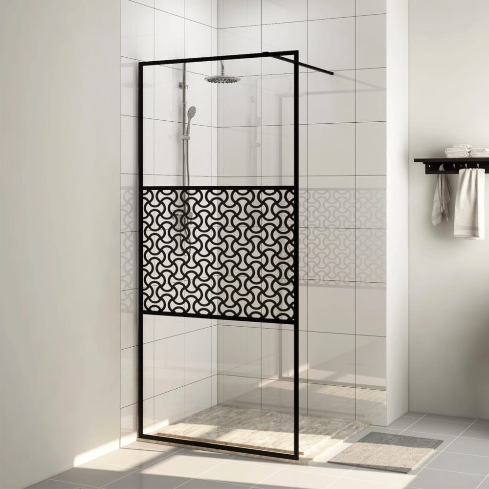 Walk-in Shower Wall White 115x195 cm Clear ESG Glass