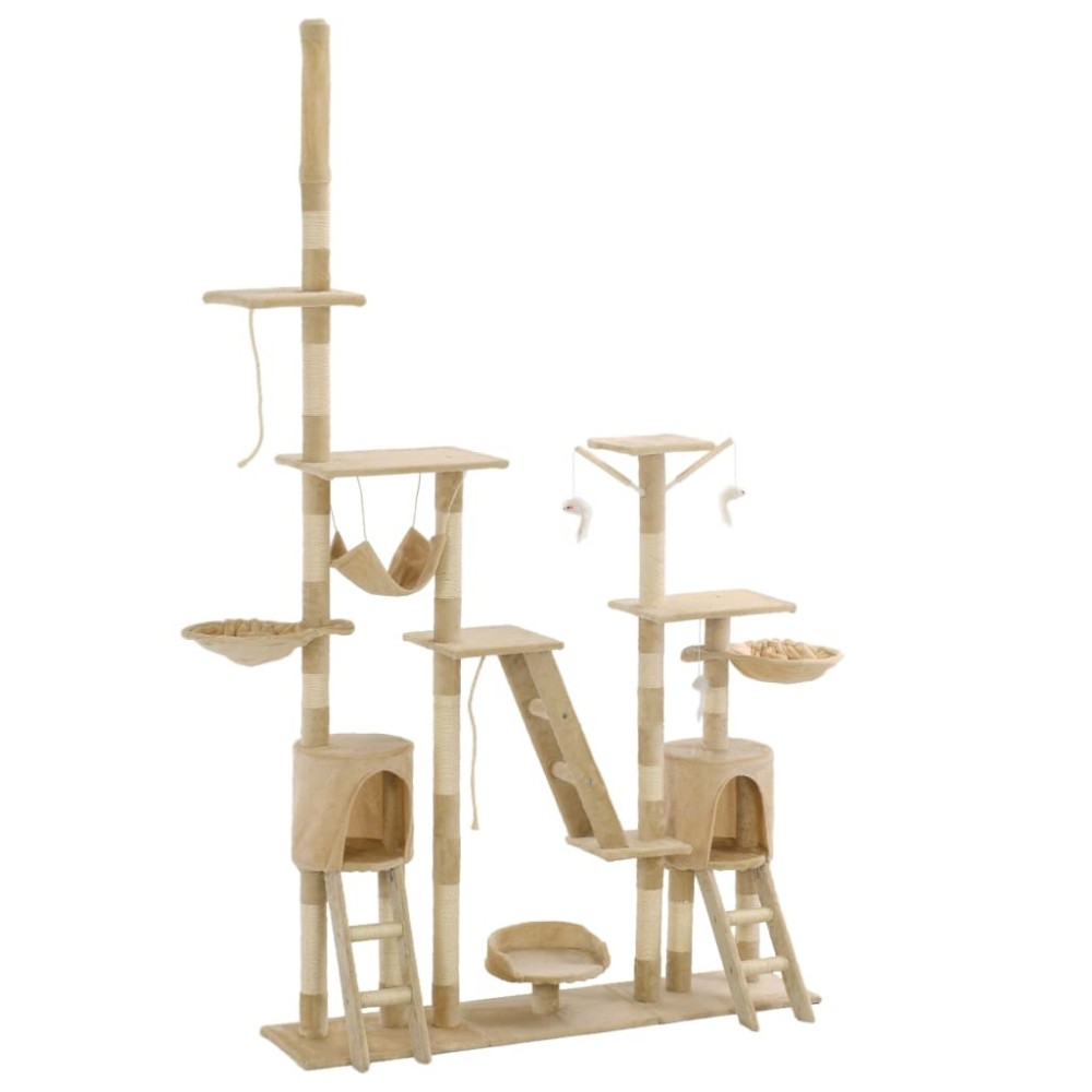 Katzen-Kratzbaum Sisal 230-250 cm Pfoten-Aufdruck Grau