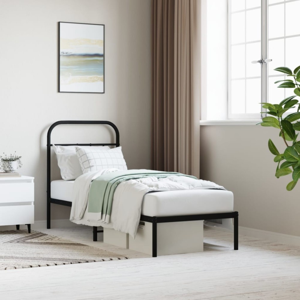 Metal Bed Frame with Headboard White 150x200 cm King Size