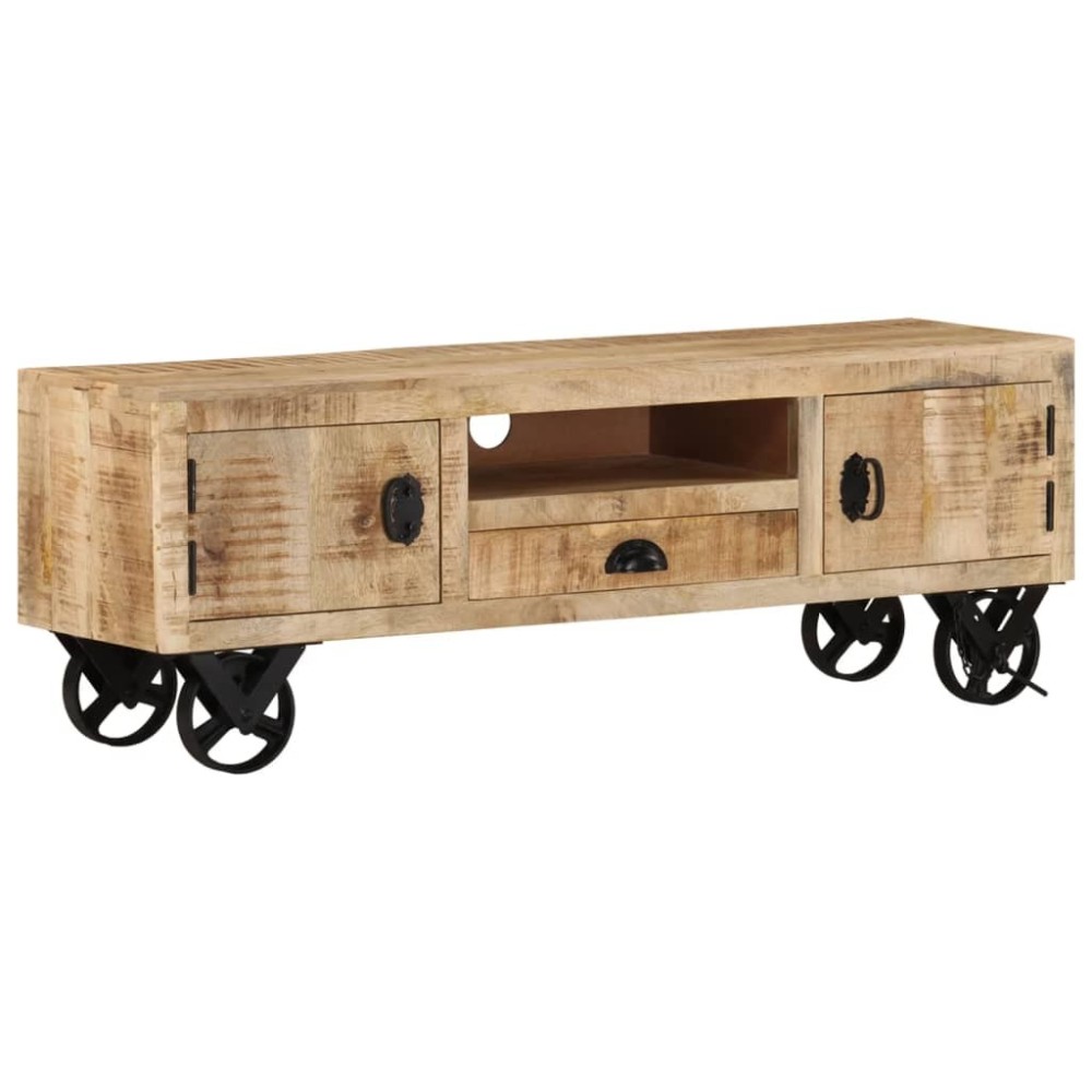 TV Cabinet with Wheels 110x30x37 cm Solid Reclaimed Wood