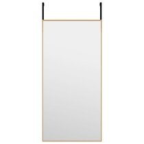 Türspiegel Schwarz 30x100 cm Glas und Aluminium