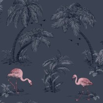 DUTCH WALLCOVERINGS Wallpaper Flamingo Petrol Blue