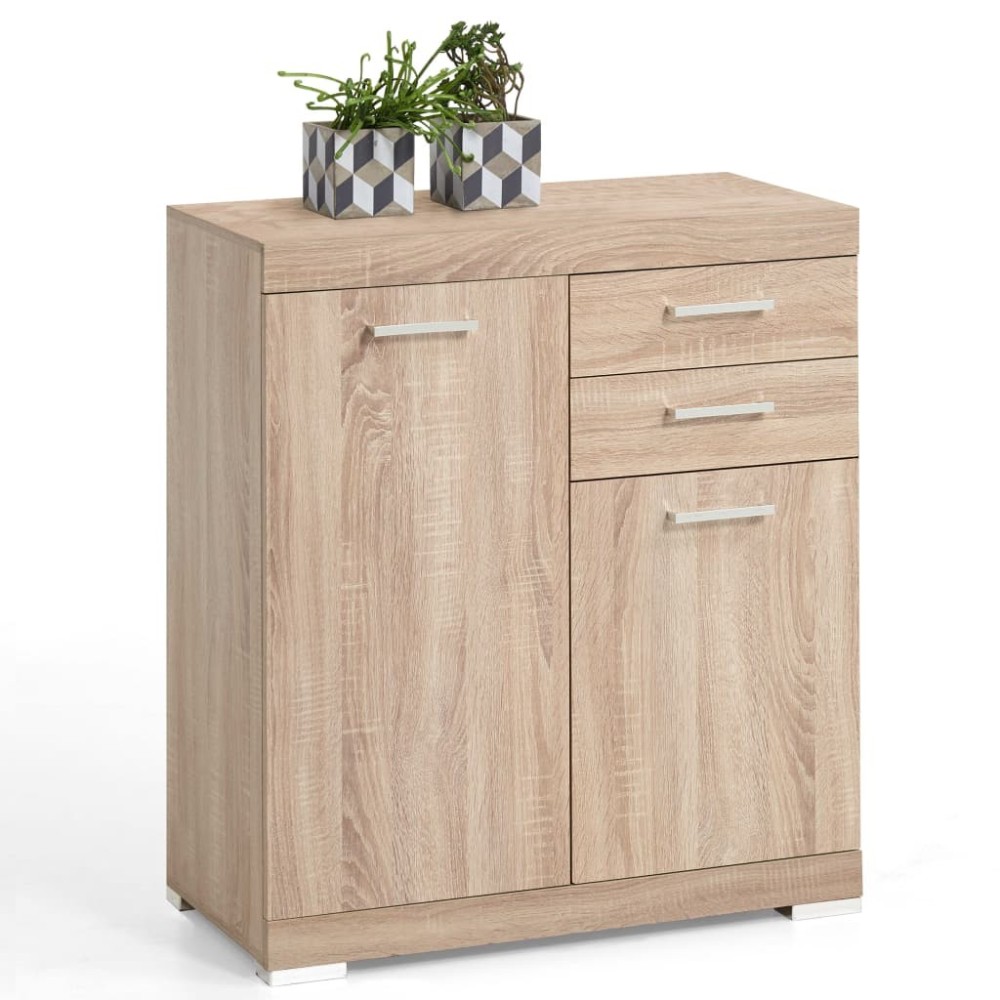 FMD Dresser with 2 Doors & 2 Drawers 80x34.9x89.9 cm Concrete and White