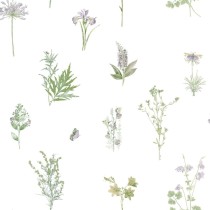 Noordwand Evergreen Wallpaper Herbs And Flowers White