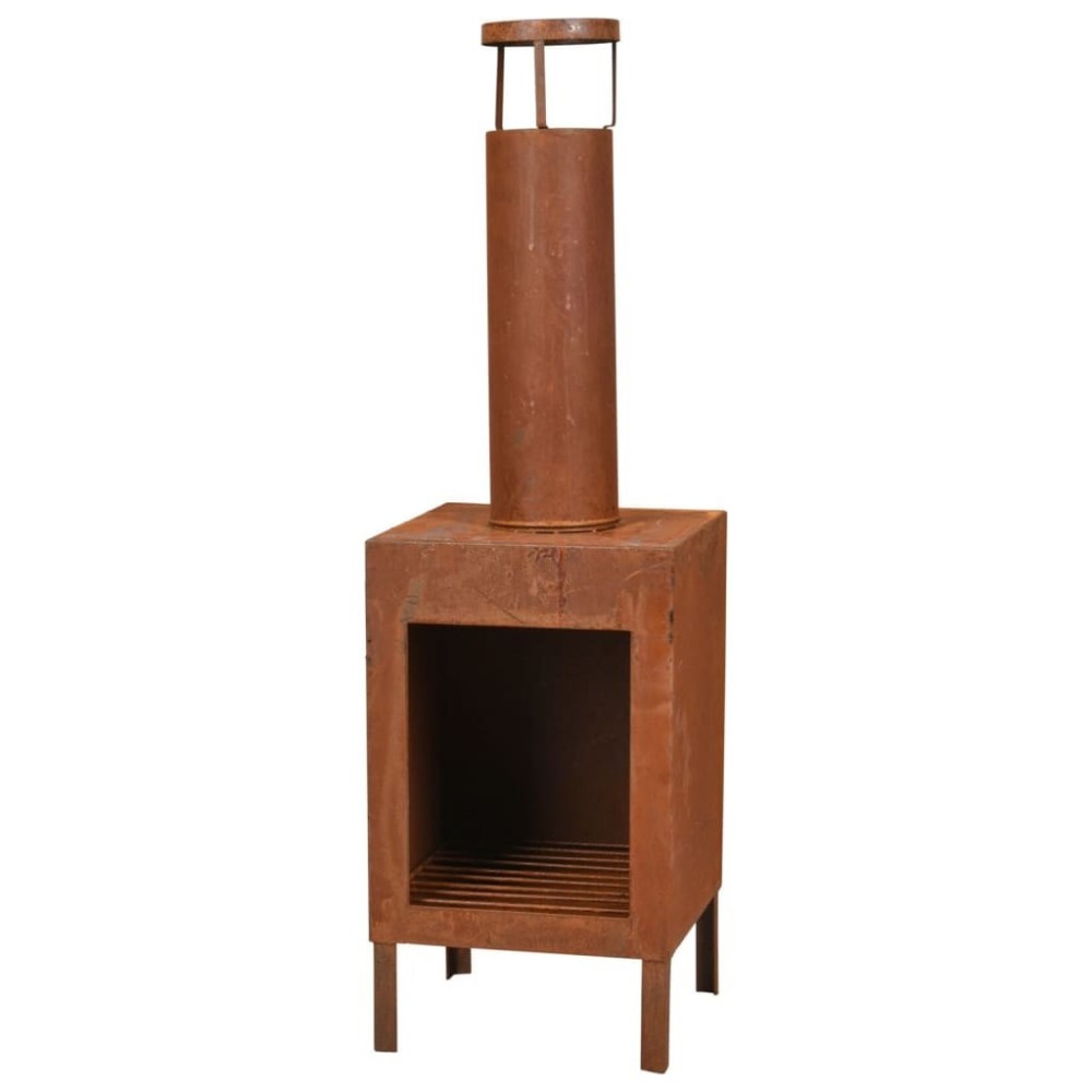 ProGarden Fireplace with Chimney 100 cm Black