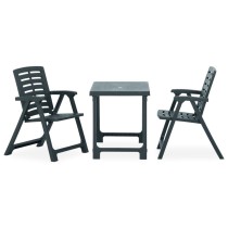 3 Piece Folding Bistro Set Plastic Green