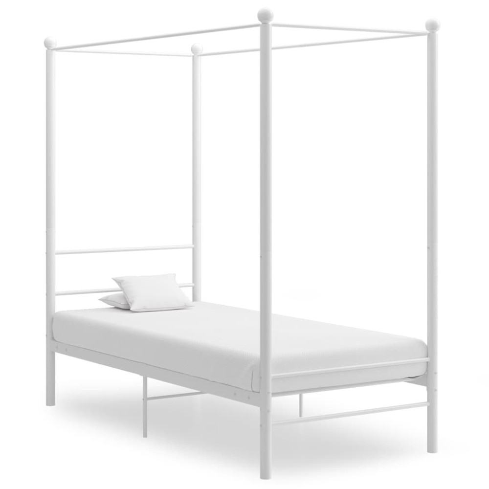 Canopy Bed Frame Grey Metal 100x200 cm