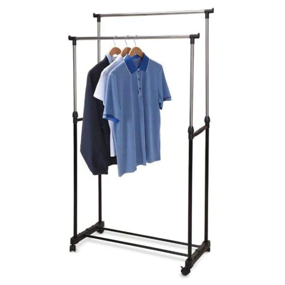 Storage Solutions Clothing Rack Single Hanger with Wheels Adjustable 80x42x(90-165) cm