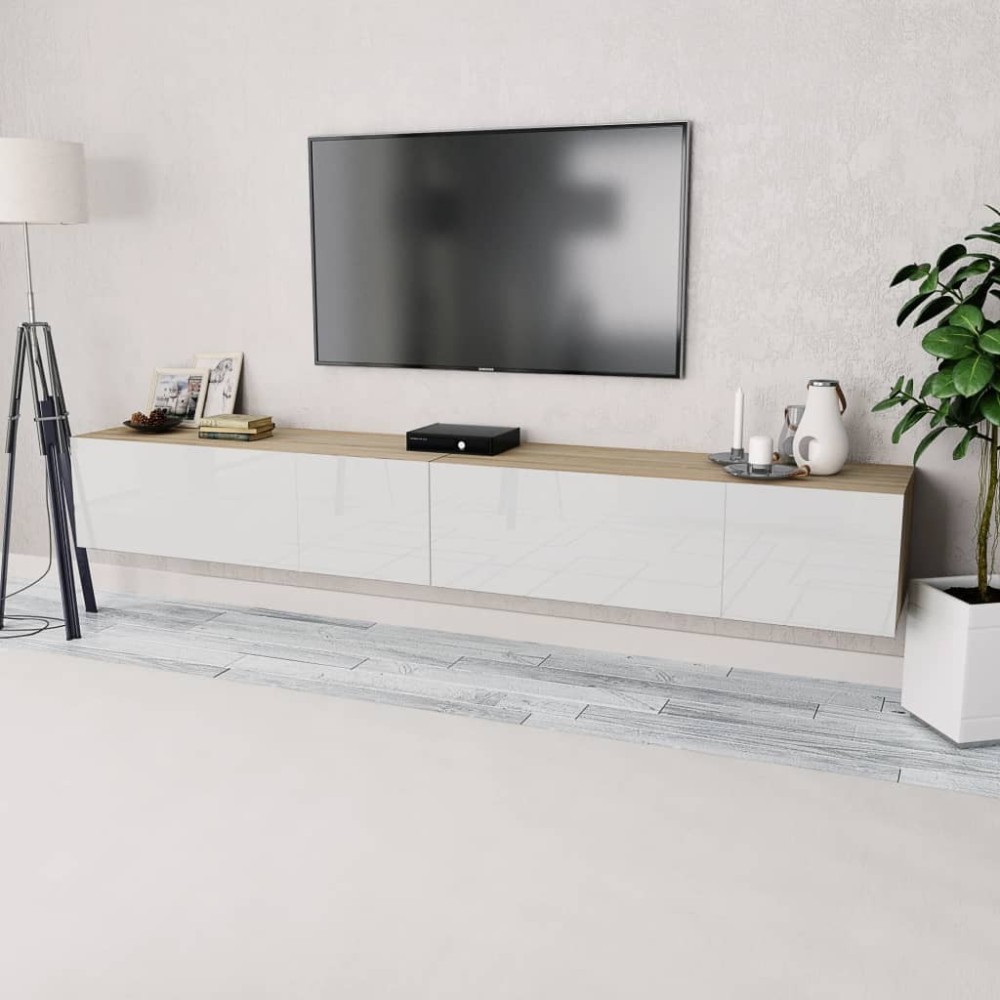 TV Cabinets 2 pcs Engineered Wood 120x40x34 cm High Gloss White