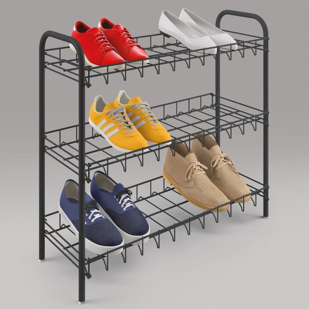 Metaltex 3-Tier Shoe Rack Shoe 3 Silver Grey