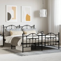Metal Bed Frame with Headboard and Footboard White 150x200 cm King Size