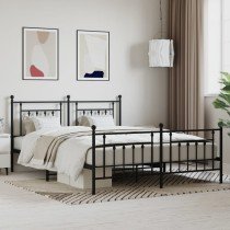 Metal Bed Frame with Headboard White 150x200 cm King Size
