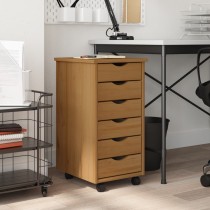 Rolling Cabinet with Drawers MOSS White Solid Wood Pine