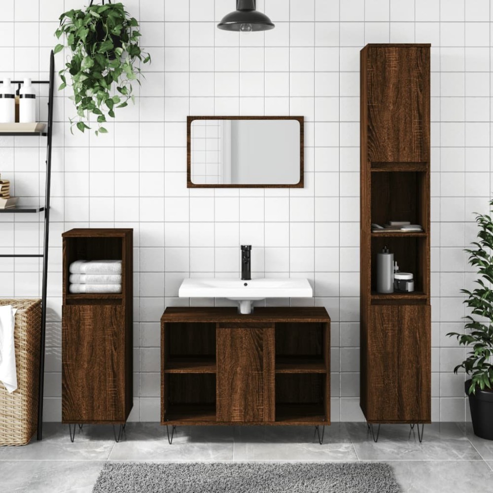 Badschrank Grau Sonoma 80x33x60 cm Holzwerkstoff